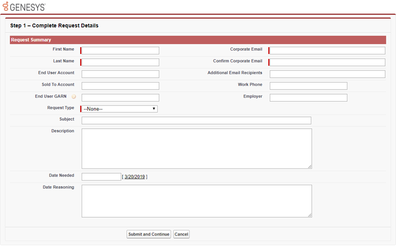Step 1 – Complete Request Details page Step 1 – Complete Request Details page