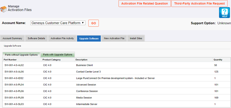 Upgrade Software tab Upgrade Software tab