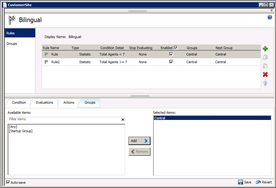 Interaction Dialer Manager Help - Add Rule Sets to a Campaign Group