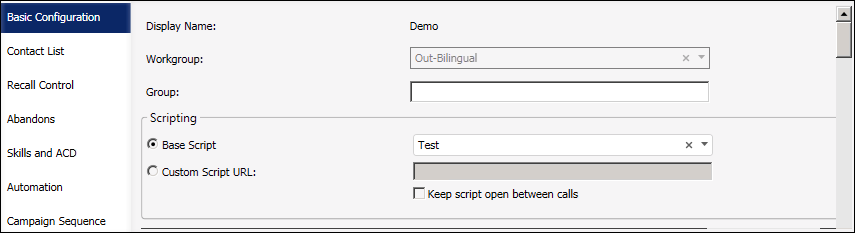 Interaction Dialer Manager Help - Campaign Settings