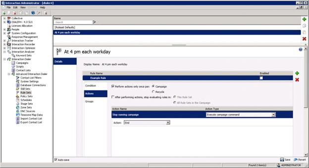 Interaction Dialer Manager Help - Rule Sets