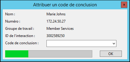 Interaction Client - Explication des codes de conclusion