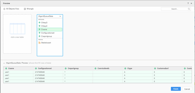PureConnect CX Insights Help - Select Table Using New/Existing Data Source