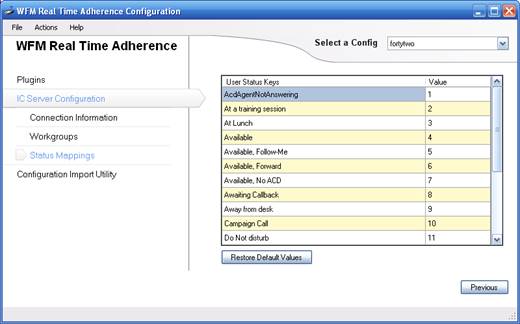 WFM Technical Reference - Step 3: Verifying or changing status key
