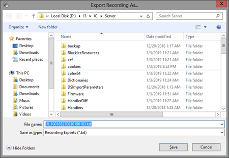 Interaction Recorder Technical Reference - Export a Single Recording