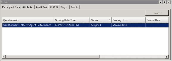 Interaction Recorder Technical Reference - Scoring page