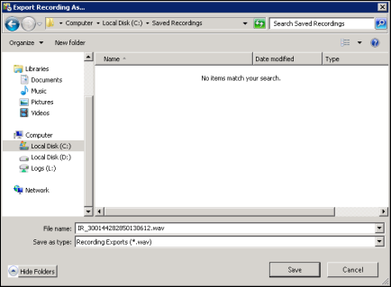 Interaction Recorder Technical Reference - Export a Single Recording