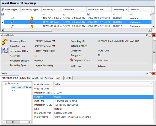 Interaction Recorder Technical Reference - View Recording Search Results