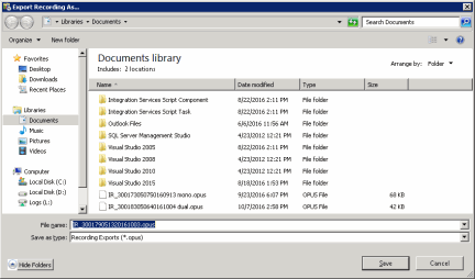 Export Opus recording