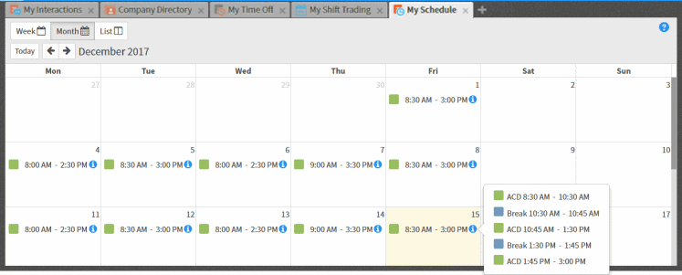 Interaction Connect Help - My Schedule