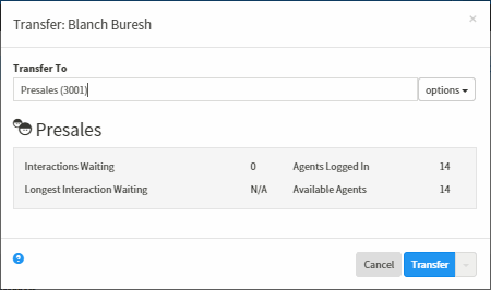 Interaction Connect Help - Transfer a Call to a Workgroup