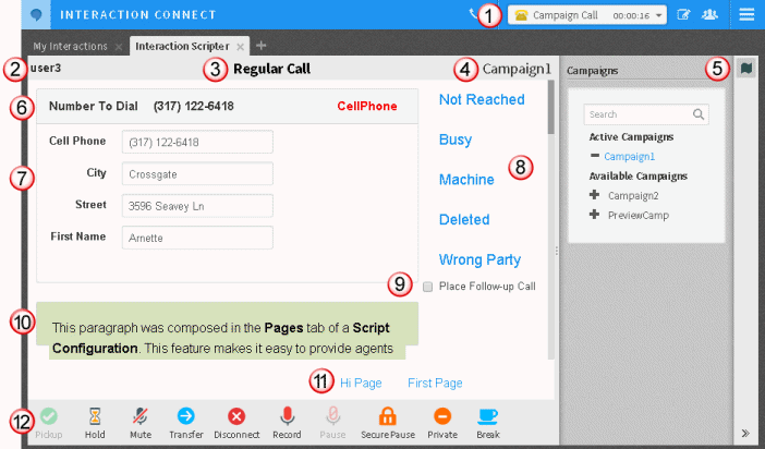 Interaction Connect Help - Interaction Scripter view