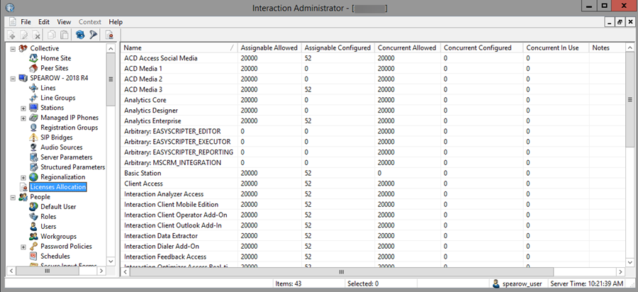 Licenses Allocation container