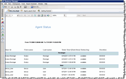 Report displayed in Report Viewer