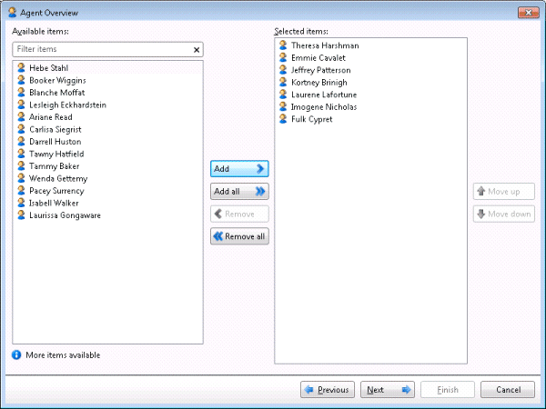 Interaction Supervisor Help - Agent Selection dialog