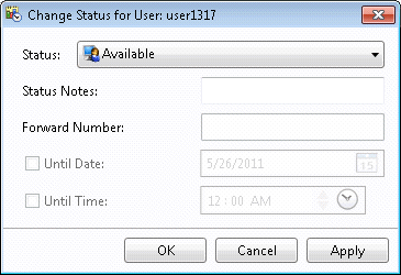 Interaction Supervisor Help - Change User Status dialog