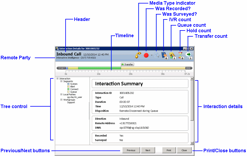 Interaction Supervisor Help - Interaction Details dialog