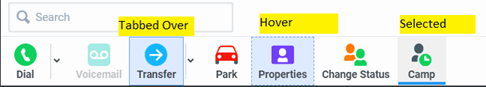 Accessibility mode command button highlighting Accessibility mode command button highlighting