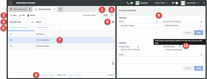 Interaction Connect Help - Configure Account Codes