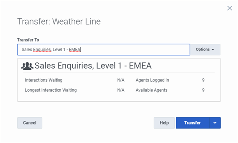 Interaction Connect Help - Transfer a Call to a Workgroup