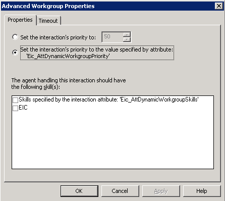 Interaction Attendant Help - Advanced Workgroup Properties Dialog (Calls)