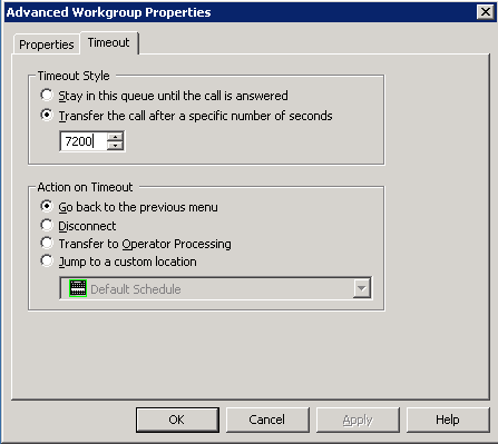 Interaction Attendant Help - Advanced Workgroup Properties Dialog (Calls)